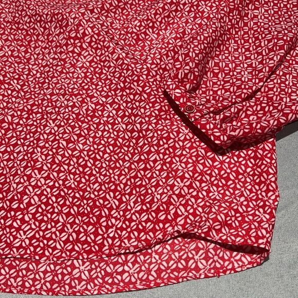 Michael Kors red and white patterned Top C23 - Picture 6 of 7